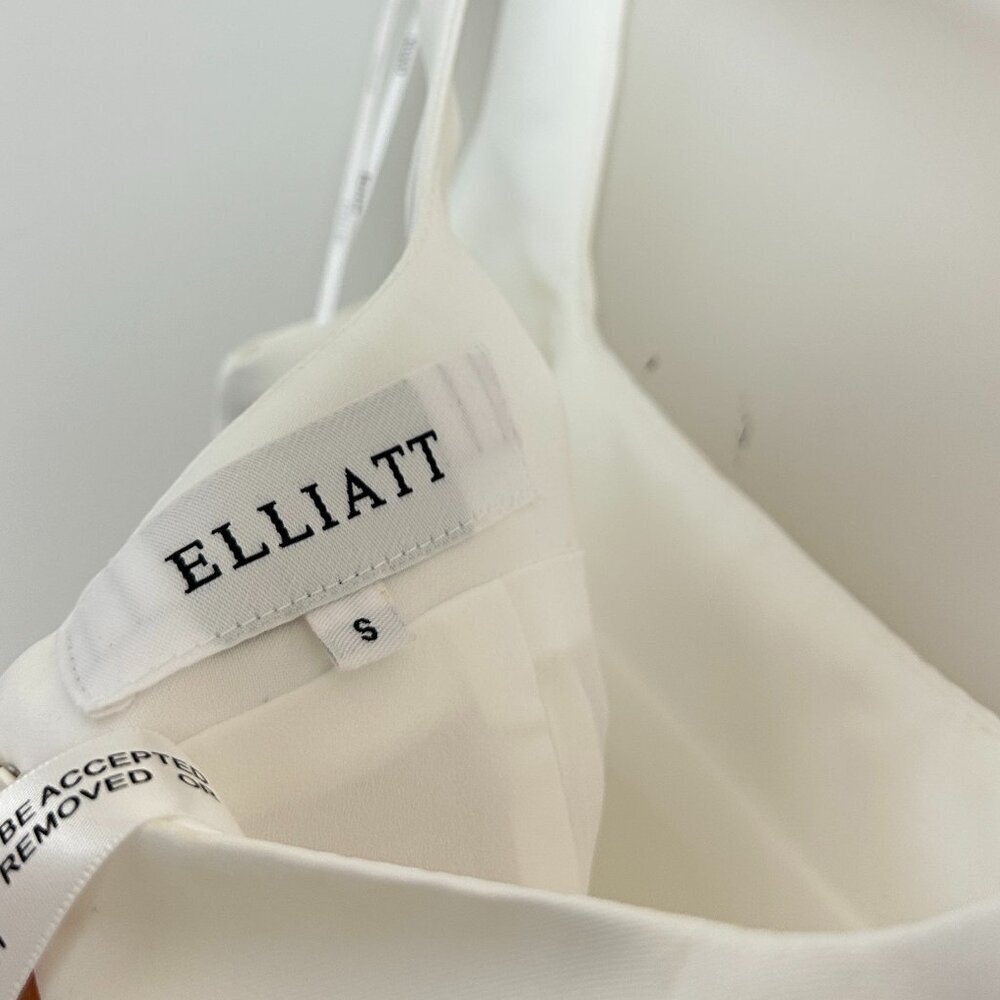 ELLIATT Amelie Square Neck Duchesse Satin Cocktail Minidress in Ivory Small - Picture 10 of 12
